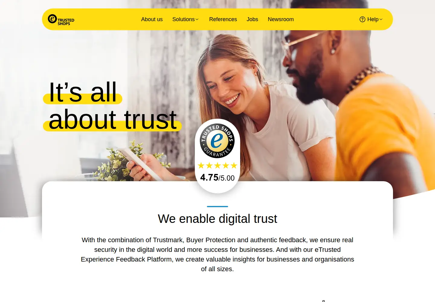 Screenshot of trustedshops.com