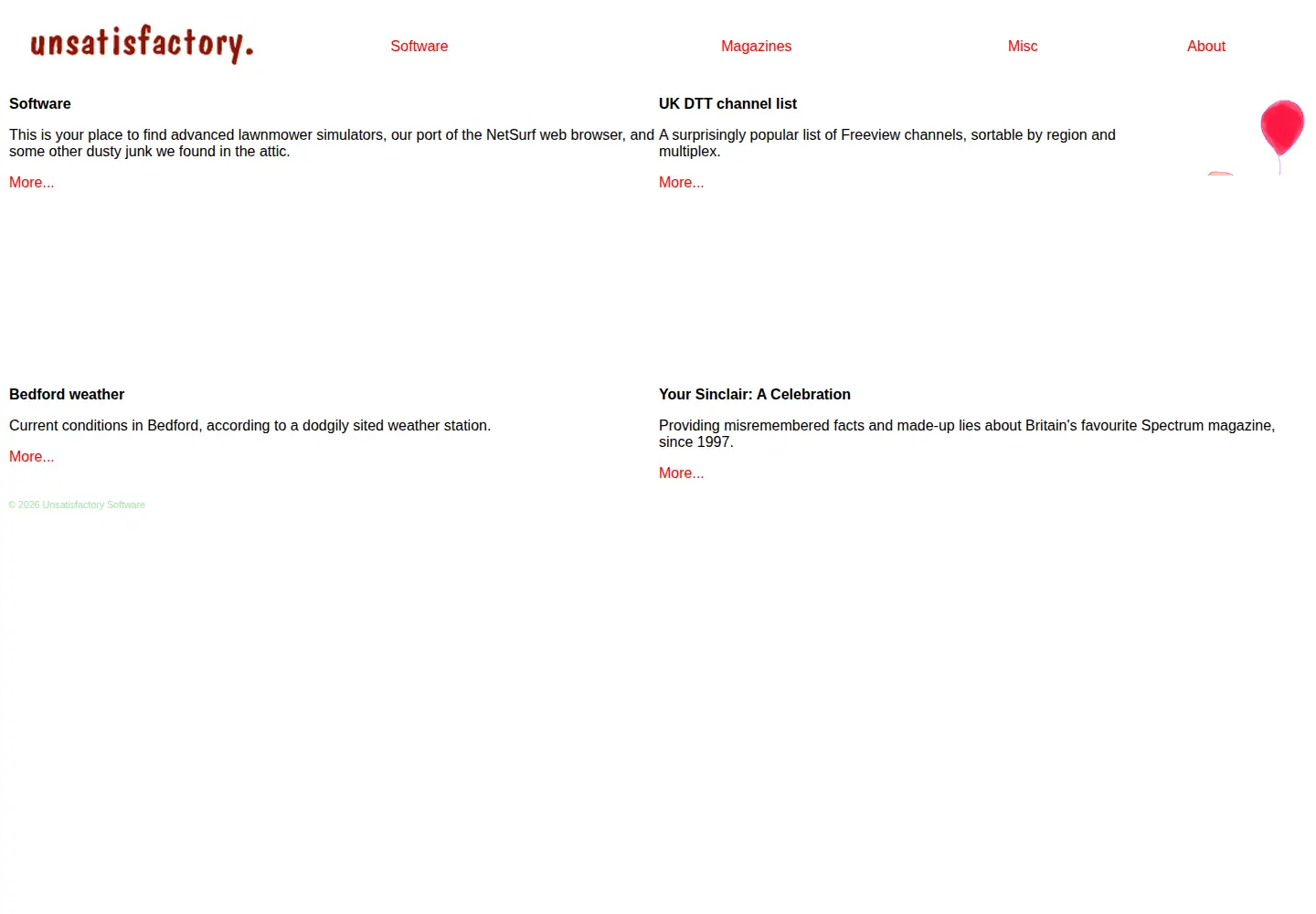 Screenshot of unsatisfactorysoftware.co.uk