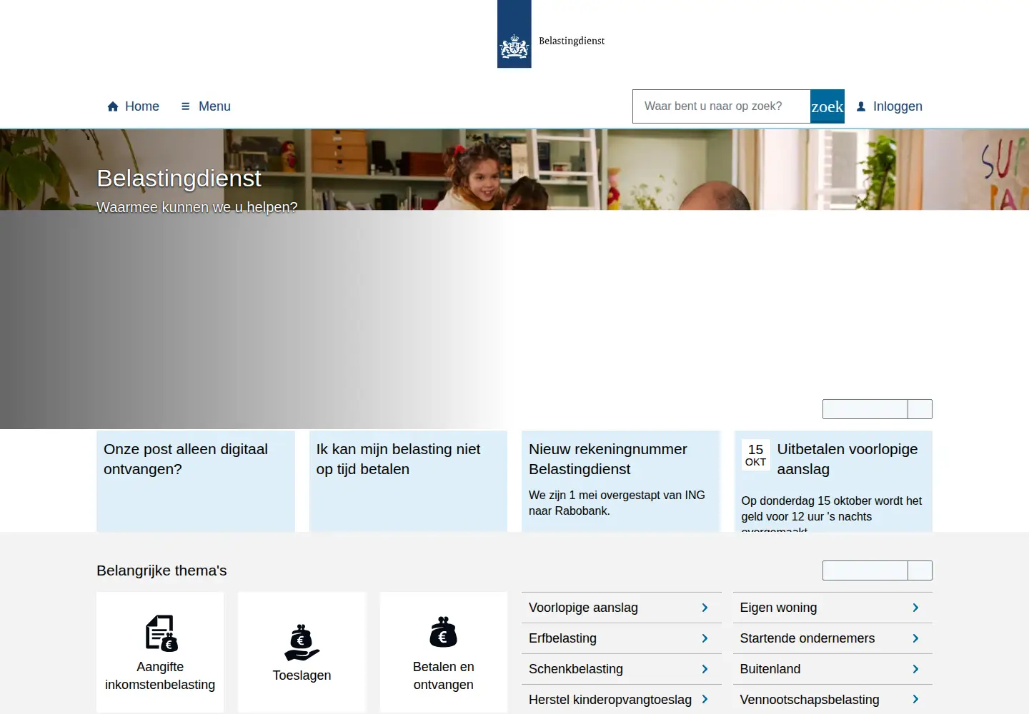 Screenshot of belastingdienst.nl