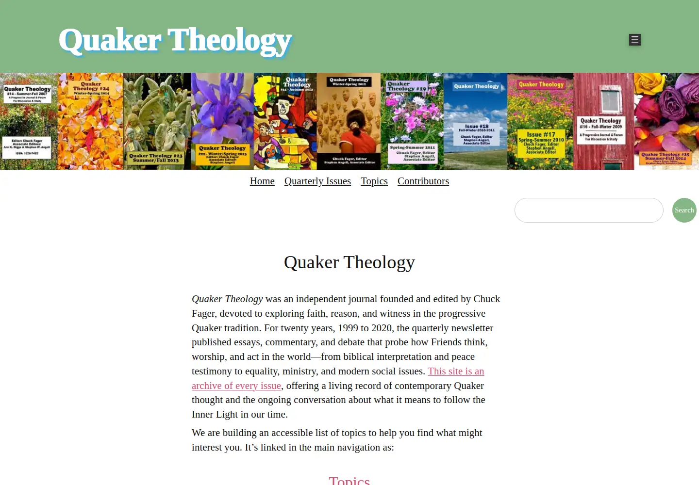 Captured homepage of quakertheology.org in the current scan