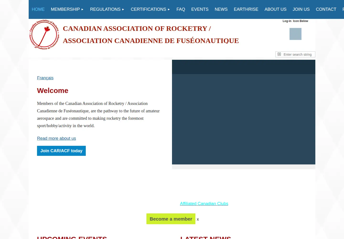 Screenshot of canadianrocketry.org