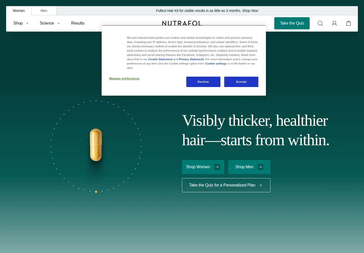 Screenshot of nutrafol.com