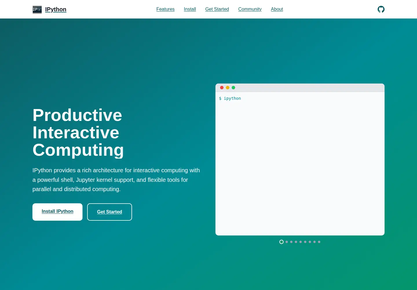 Screenshot of ipython.org