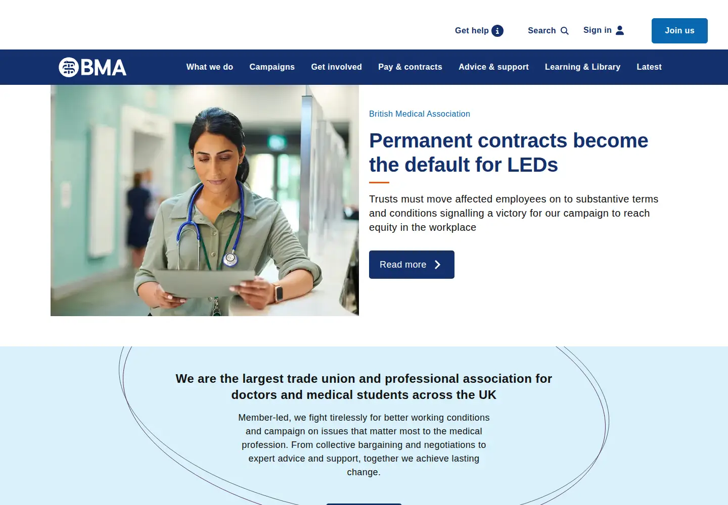 Screenshot of bma.org.uk