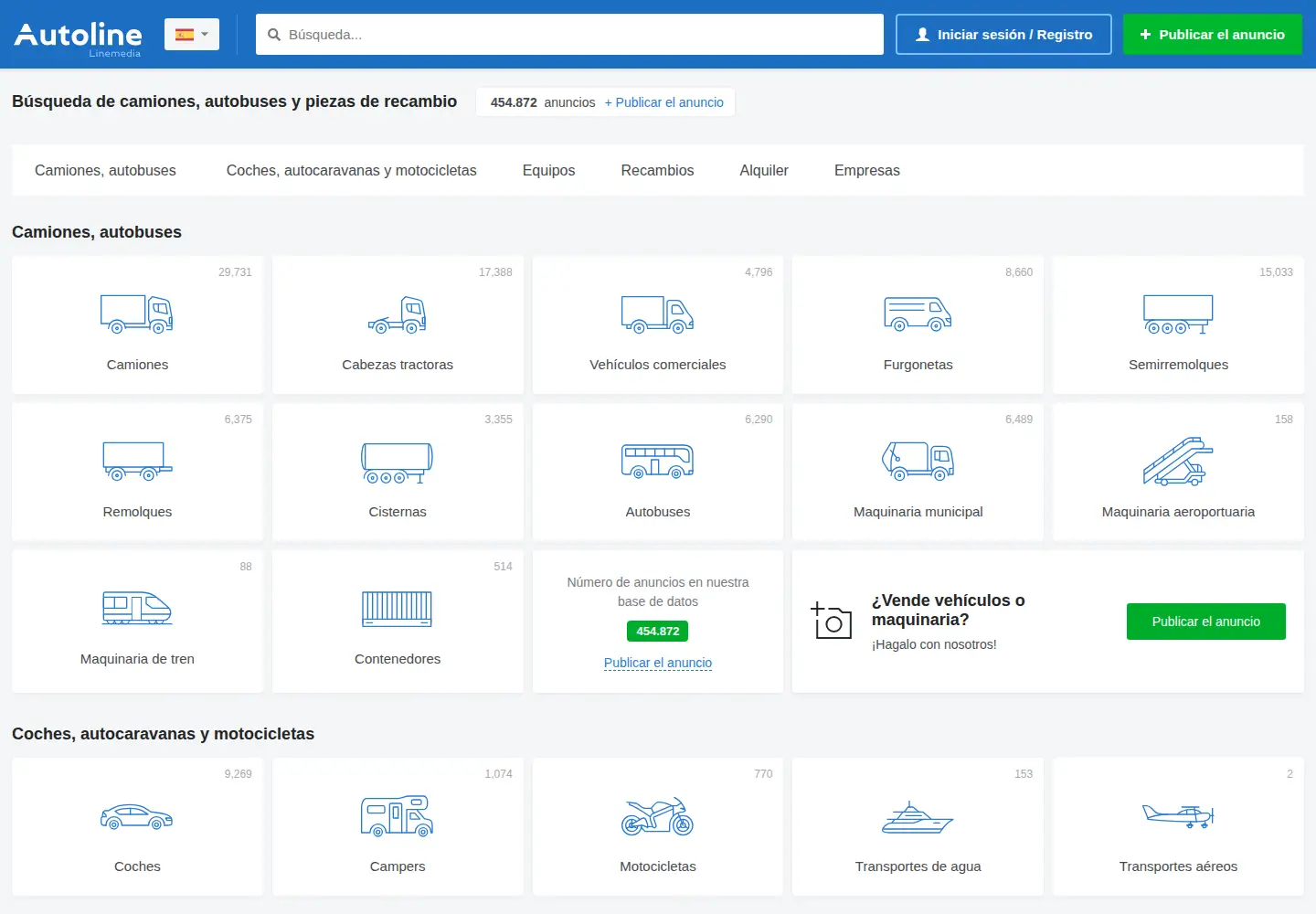 Captured homepage of autoline.es in the current scan