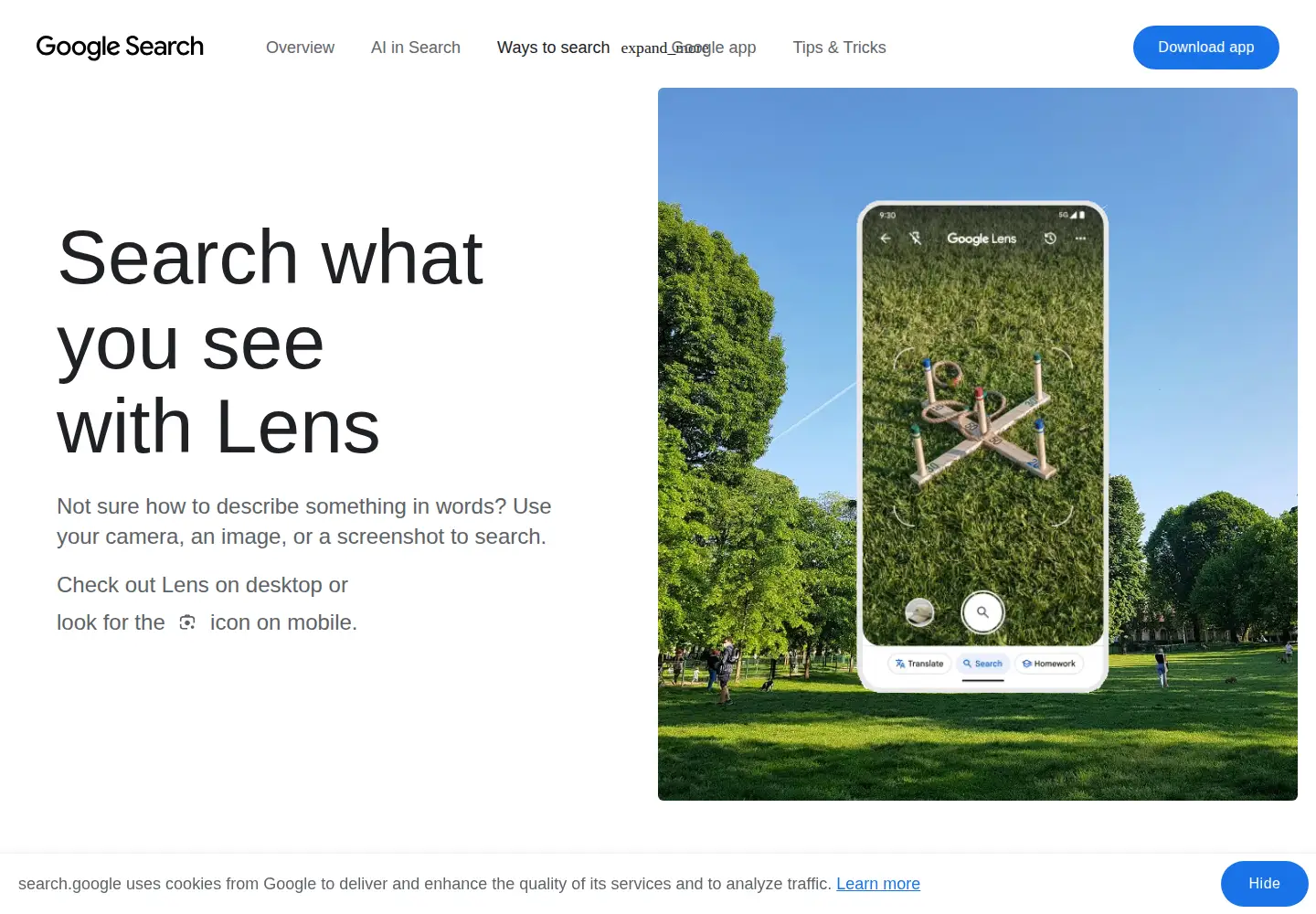 Screenshot of lens.google