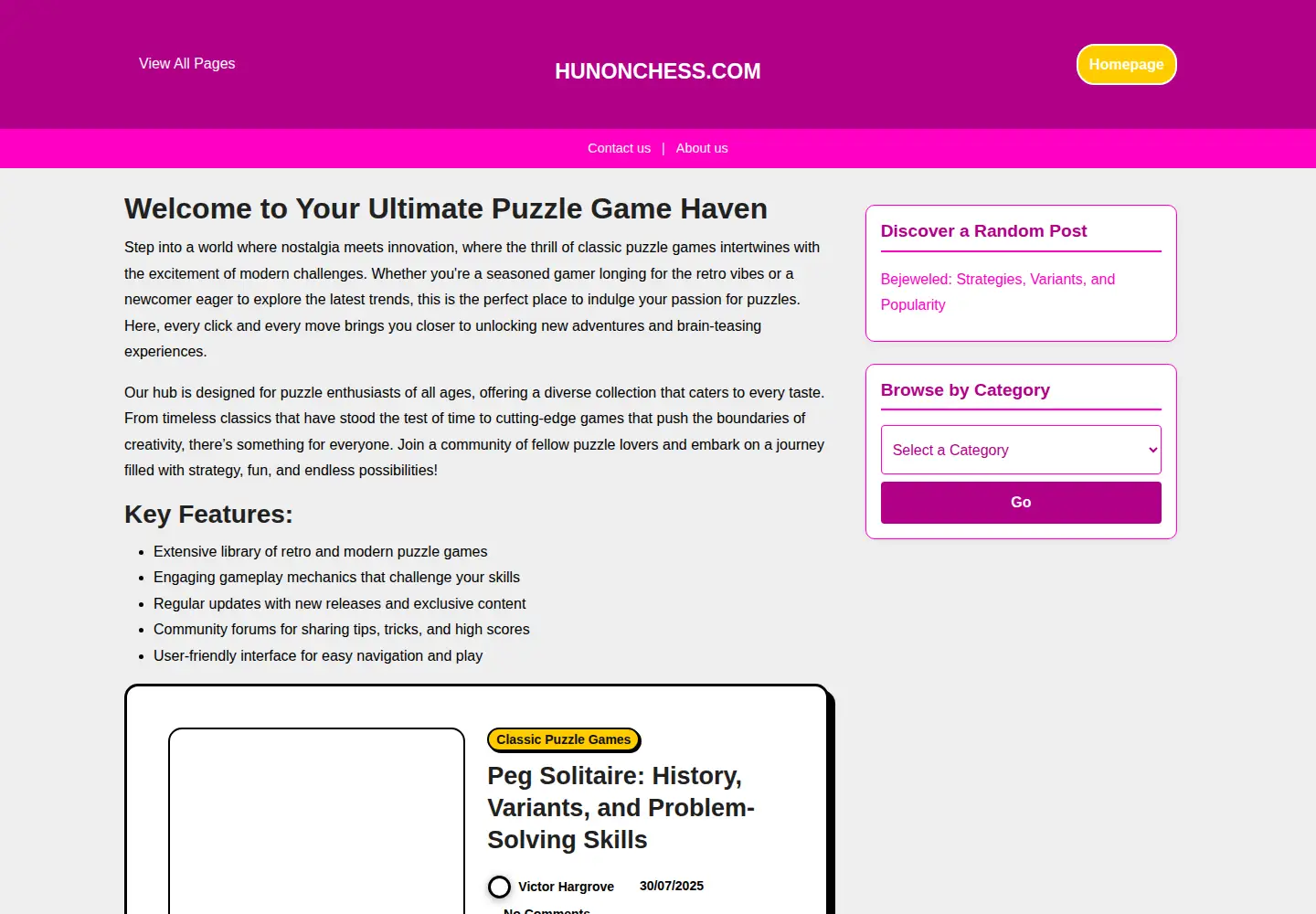 Screenshot of hunonchess.com