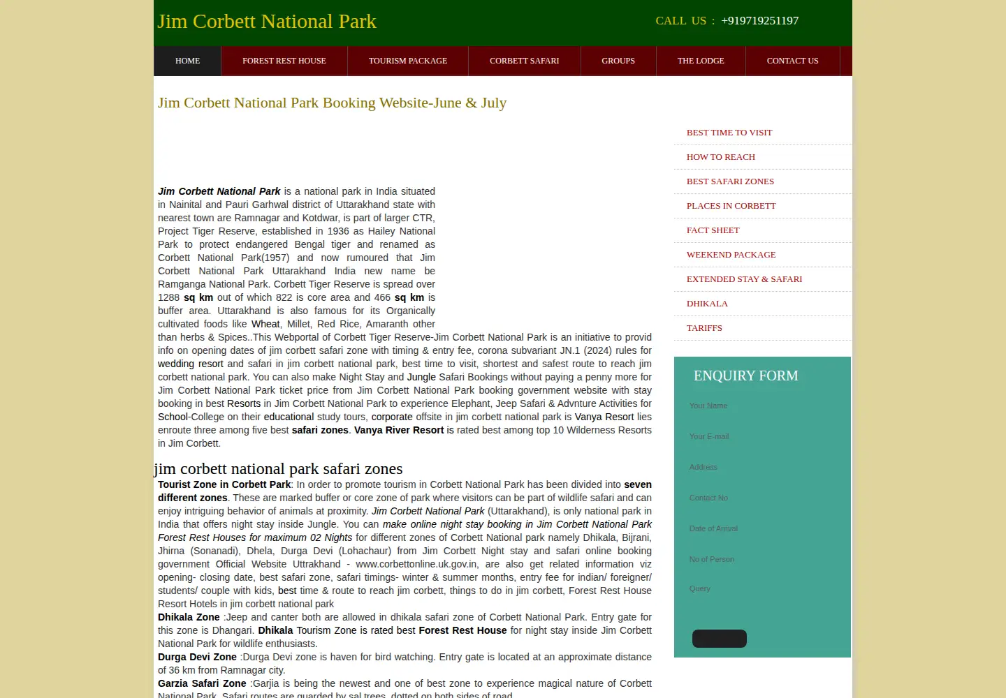 Screenshot of jimcorbettnationalpark.com
