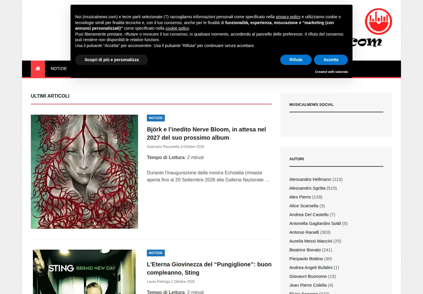 Screenshot of musicalnews.com
