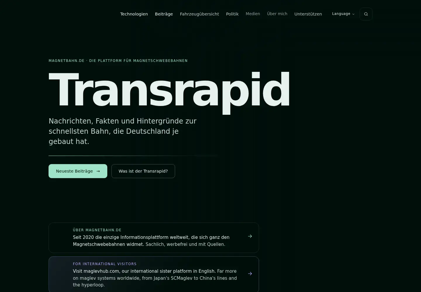 Screenshot of magnetbahn.org