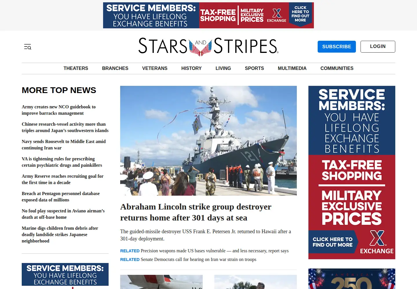 Screenshot of stripes.com