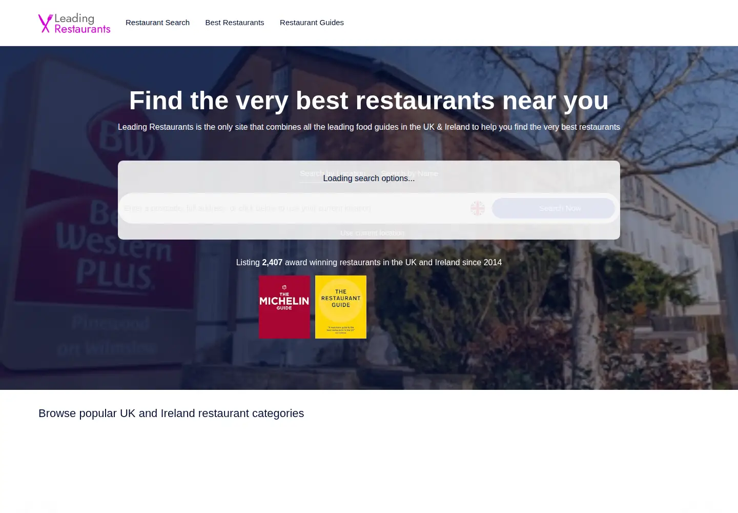 Captured homepage of leadingrestaurants.co.uk in the current scan