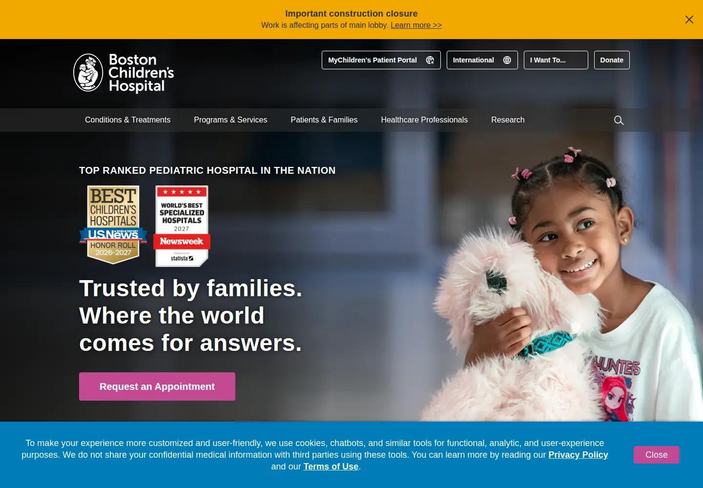 Screenshot of childrenshospital.org