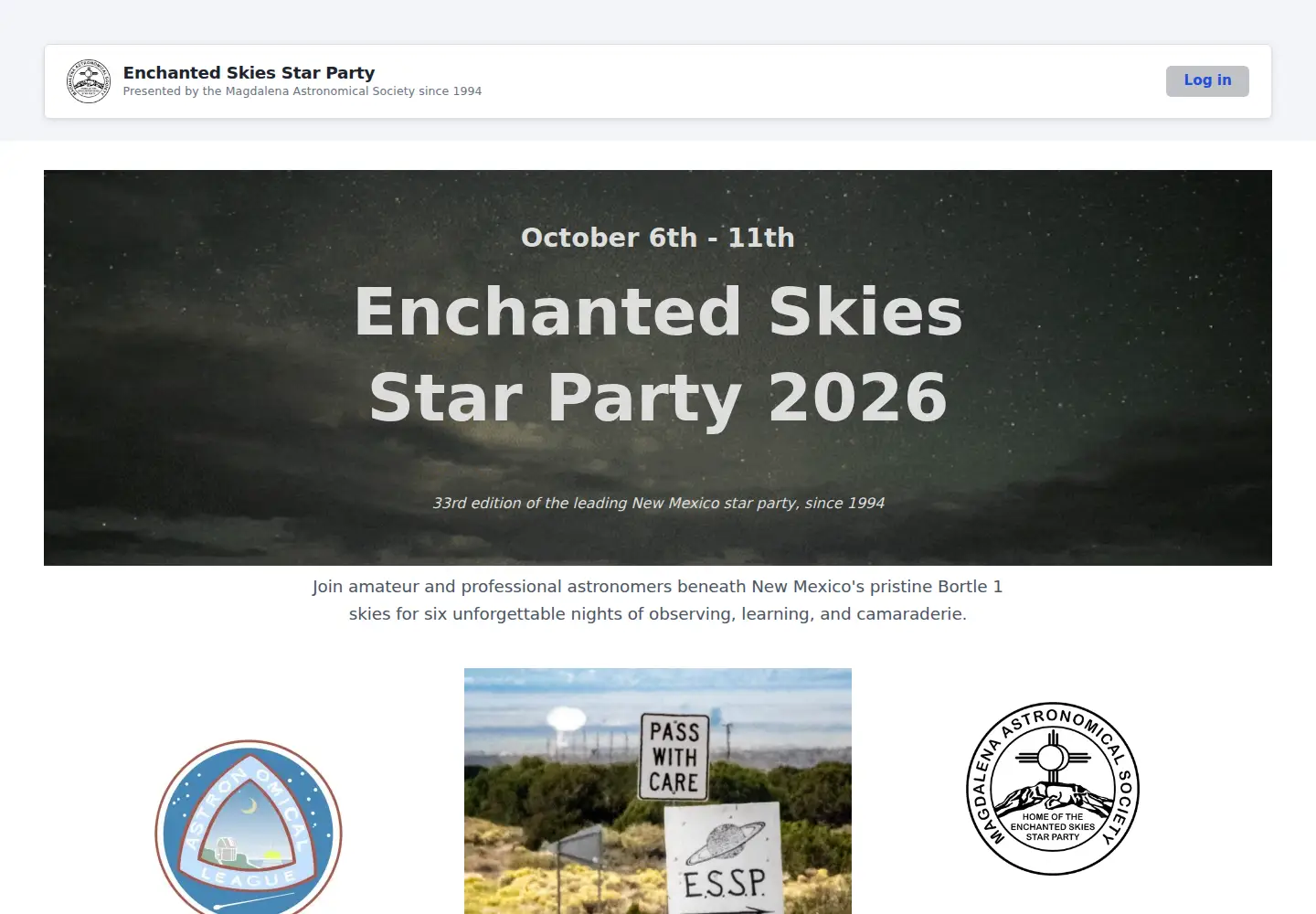 Screenshot of enchantedskies.org