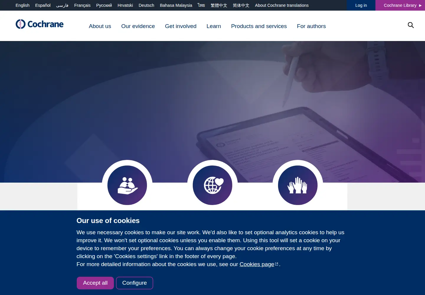 Screenshot of cochrane.org