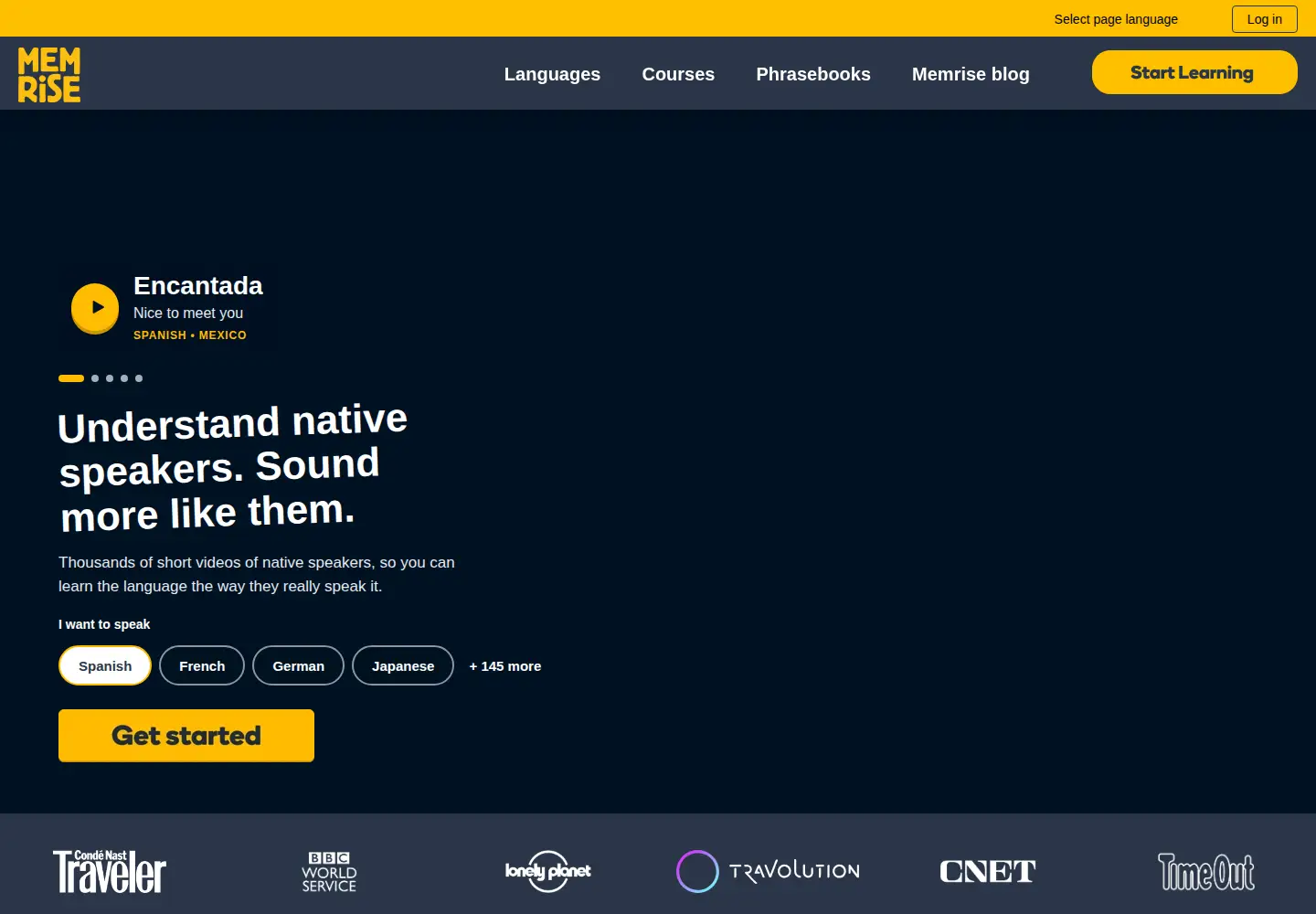 Screenshot of memrise.com