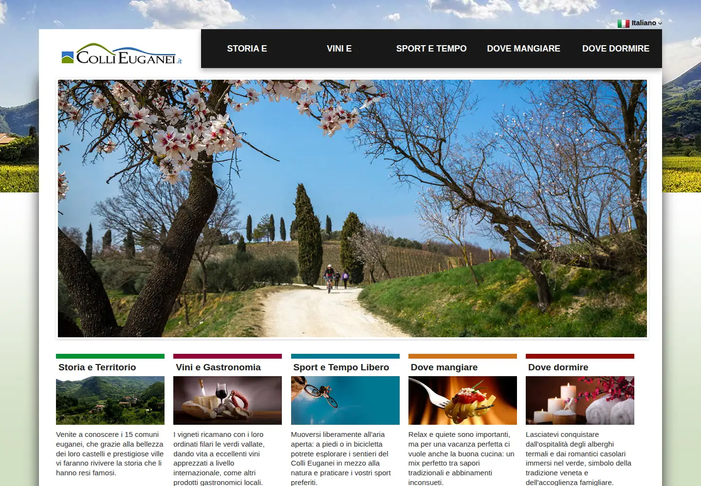 Captured homepage of collieuganei.it in the current scan