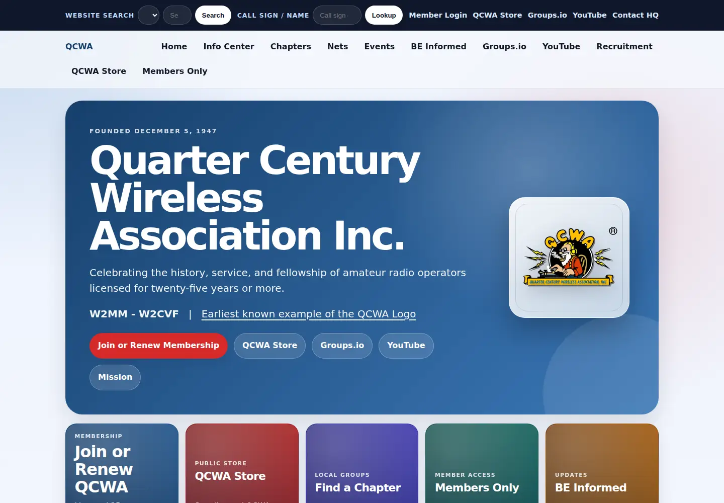 Captured homepage of qcwa.org in the current scan
