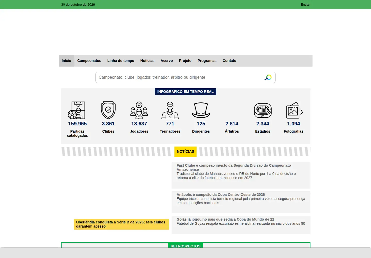 Captured homepage of futeboldegoyaz.com.br in the current scan