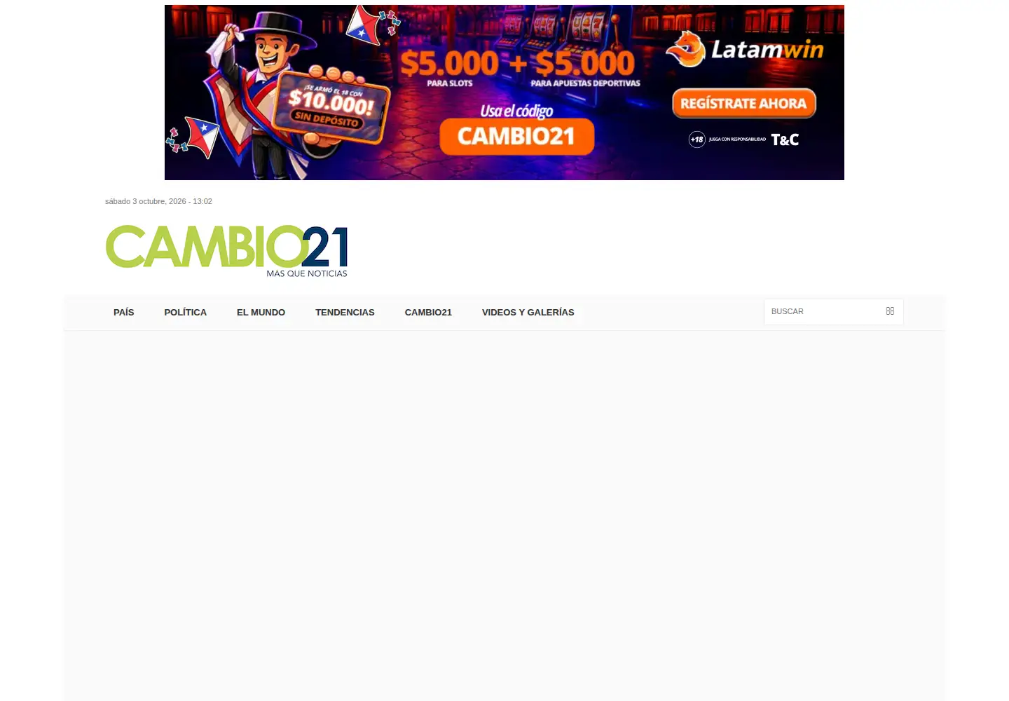 Screenshot of cambio21.cl