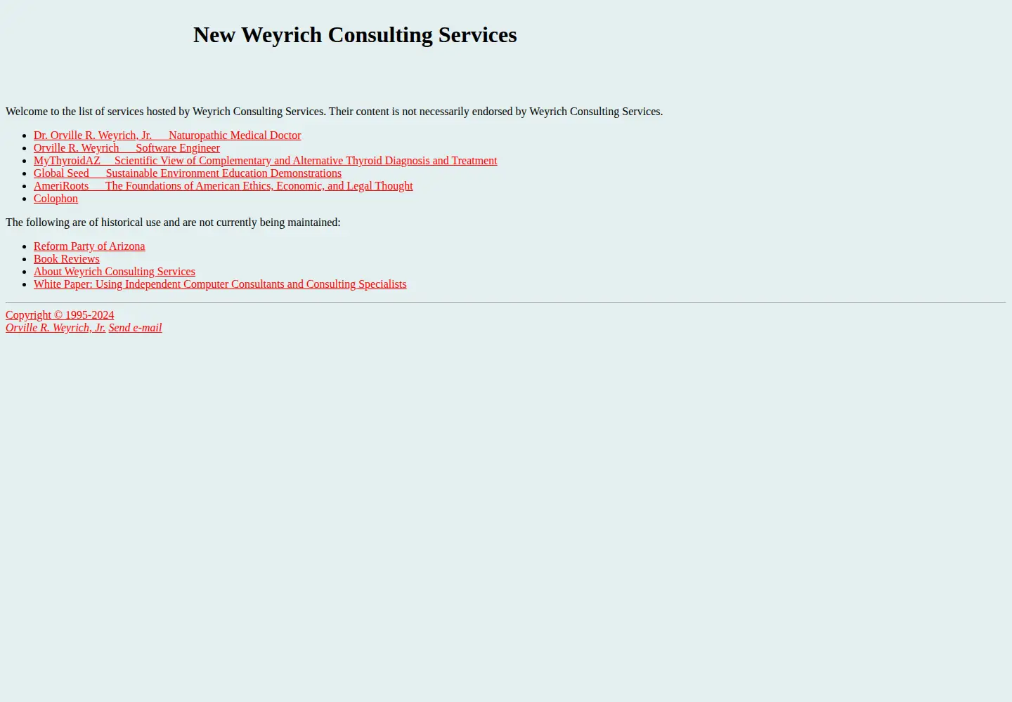 Captured homepage of weyrich.com in the current scan