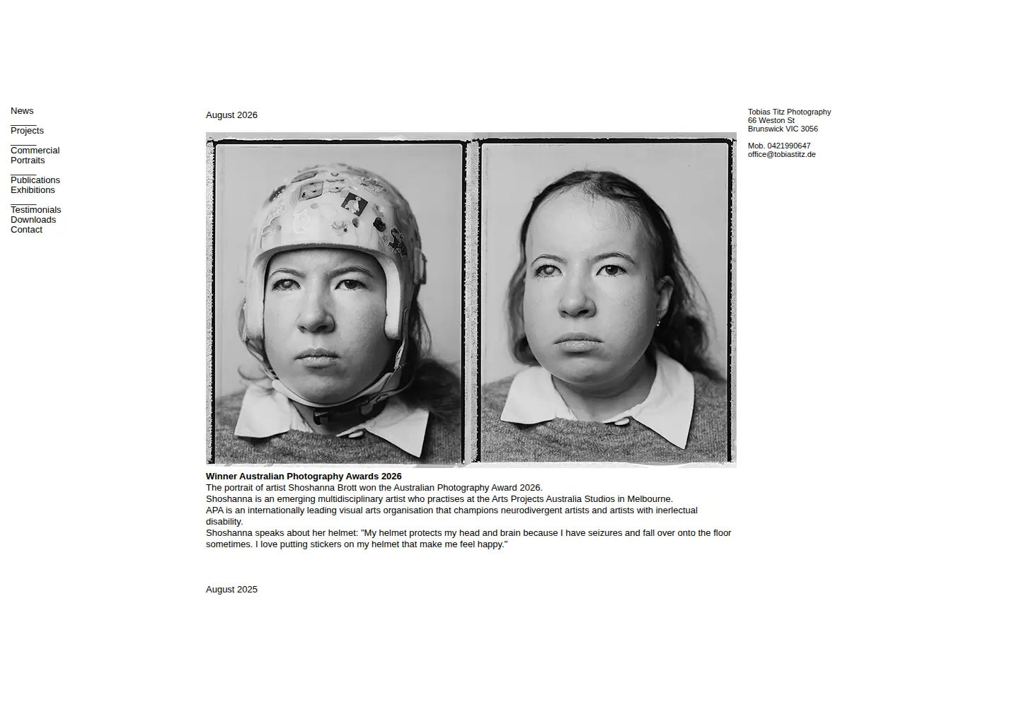 Captured homepage of tobiastitz.de in the current scan