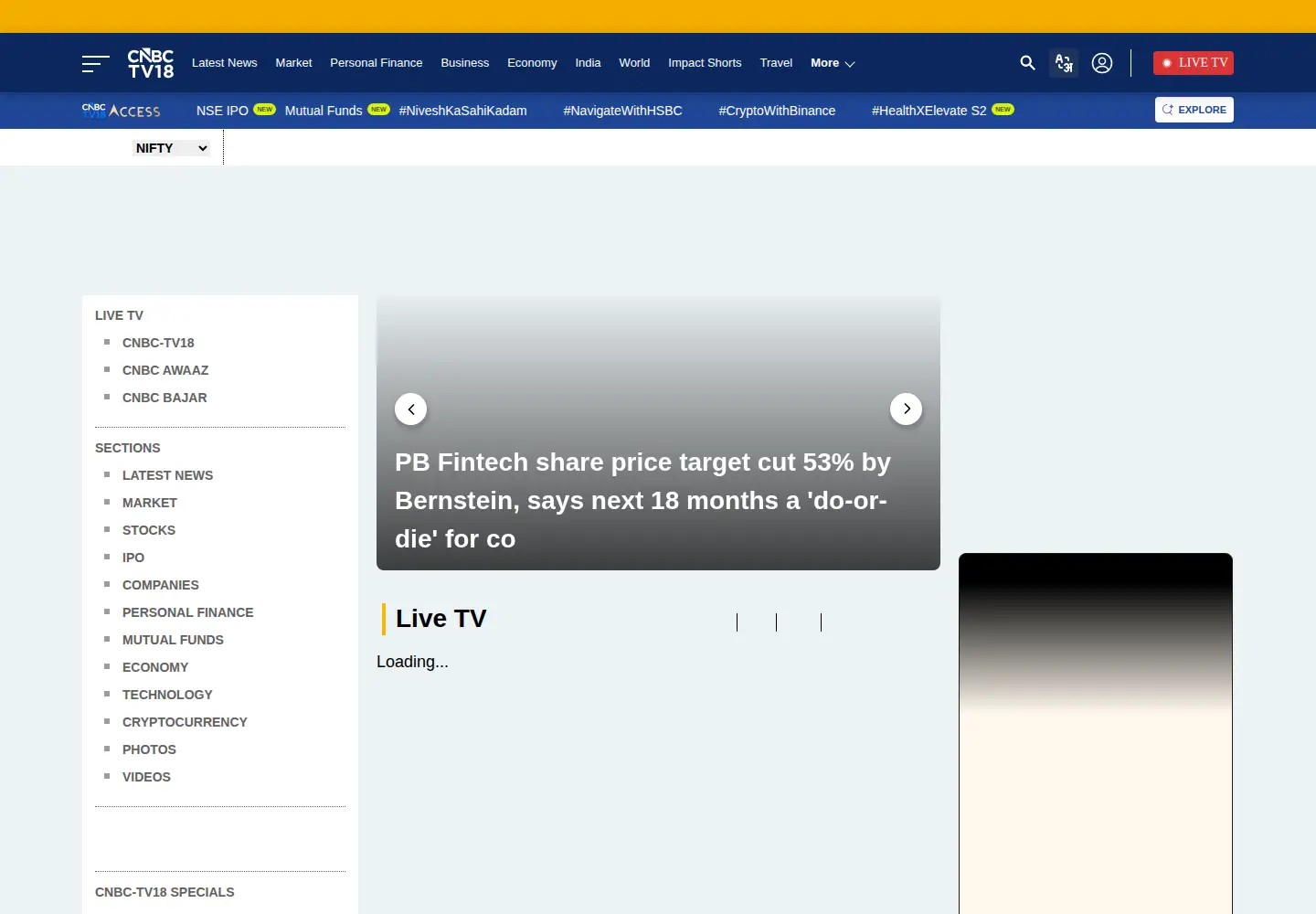 Screenshot of cnbctv18.com
