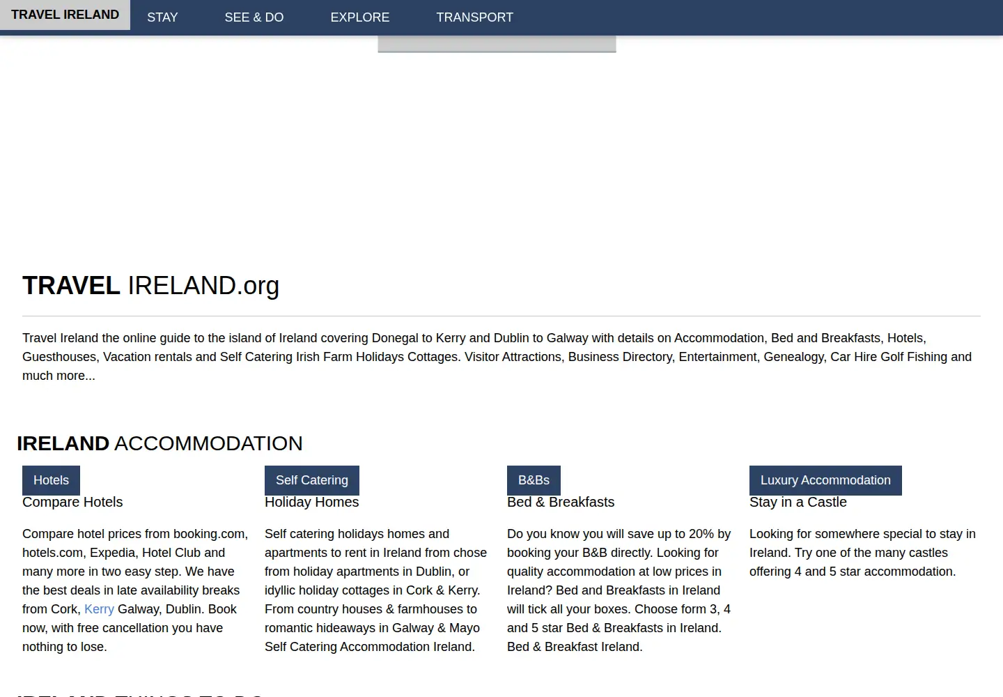 Screenshot of travelireland.org