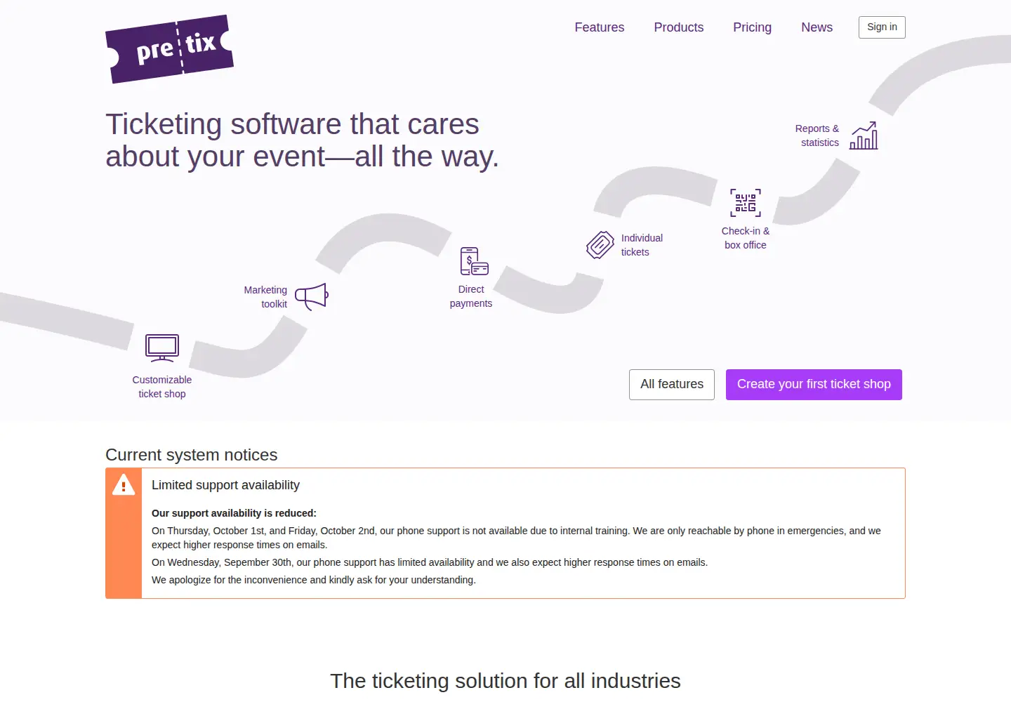 Screenshot of pretix.eu