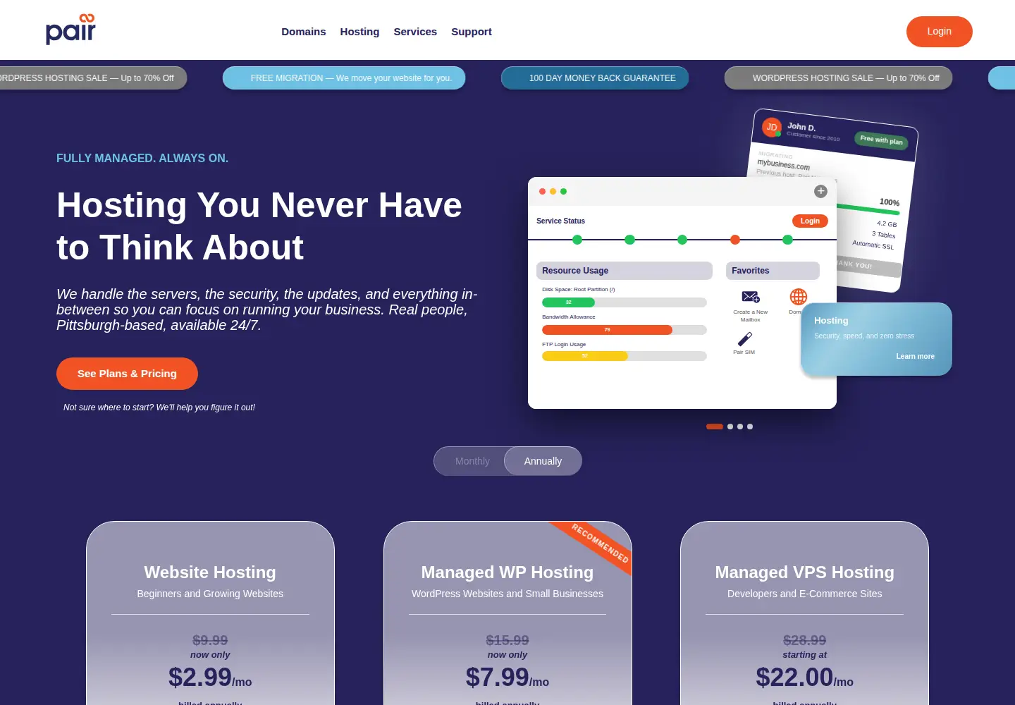 Screenshot of pair.com