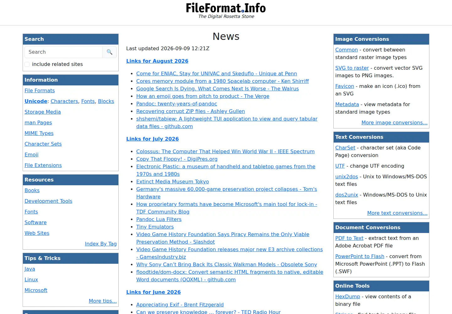 Screenshot of fileformat.info