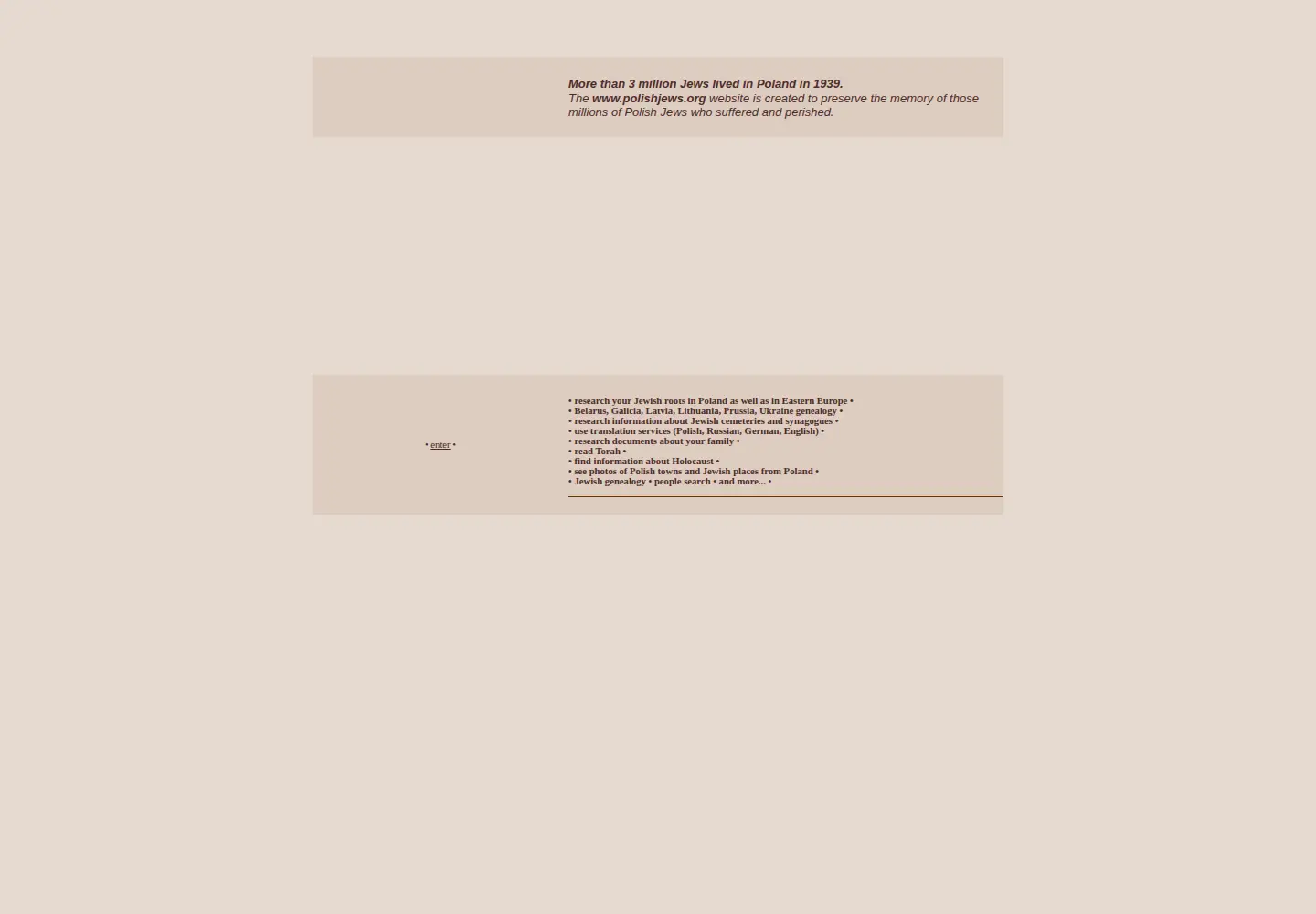 Captured homepage of polishjews.org in the current scan
