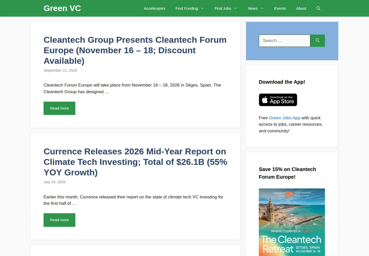 Screenshot of greenvc.org