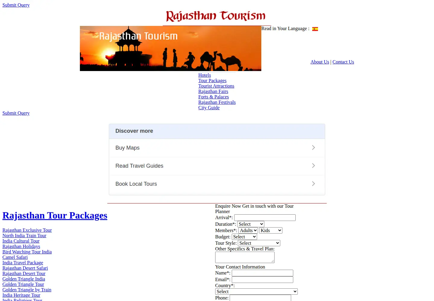 Screenshot of rajasthan-tourism.org