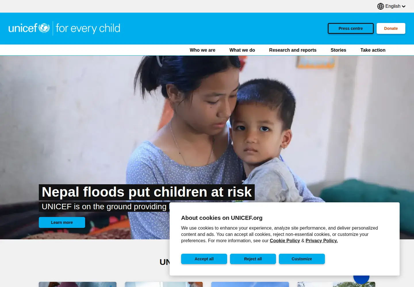 Screenshot of unicef.org