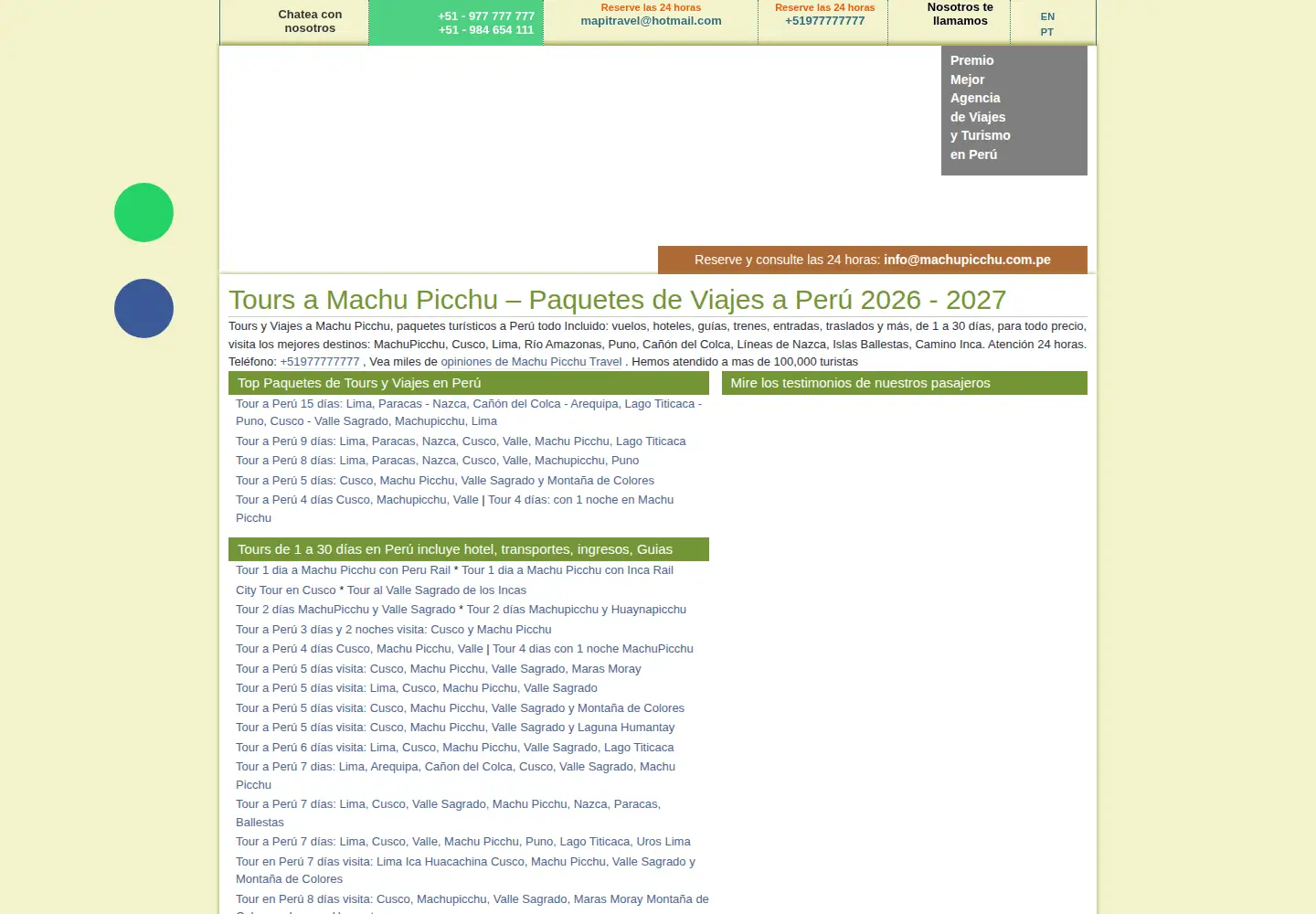 Screenshot of machupicchu.biz