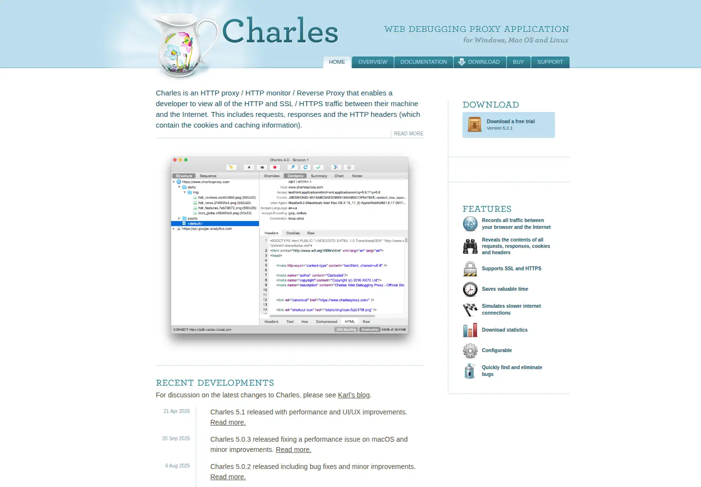 Screenshot of charlesproxy.com