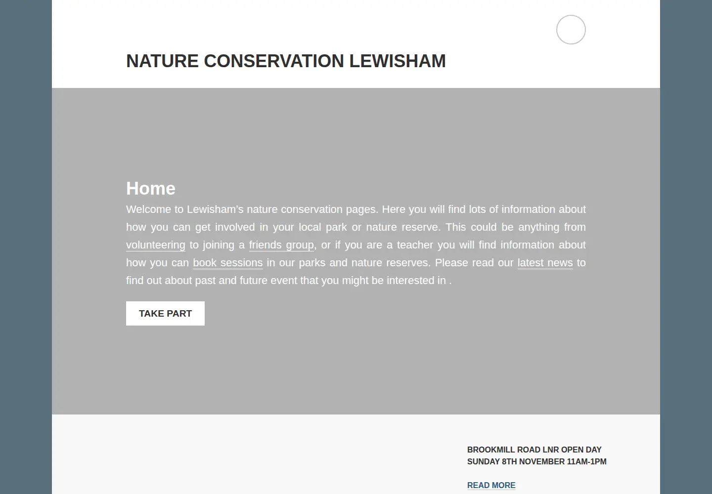 Screenshot of natureconservationlewisham.co.uk