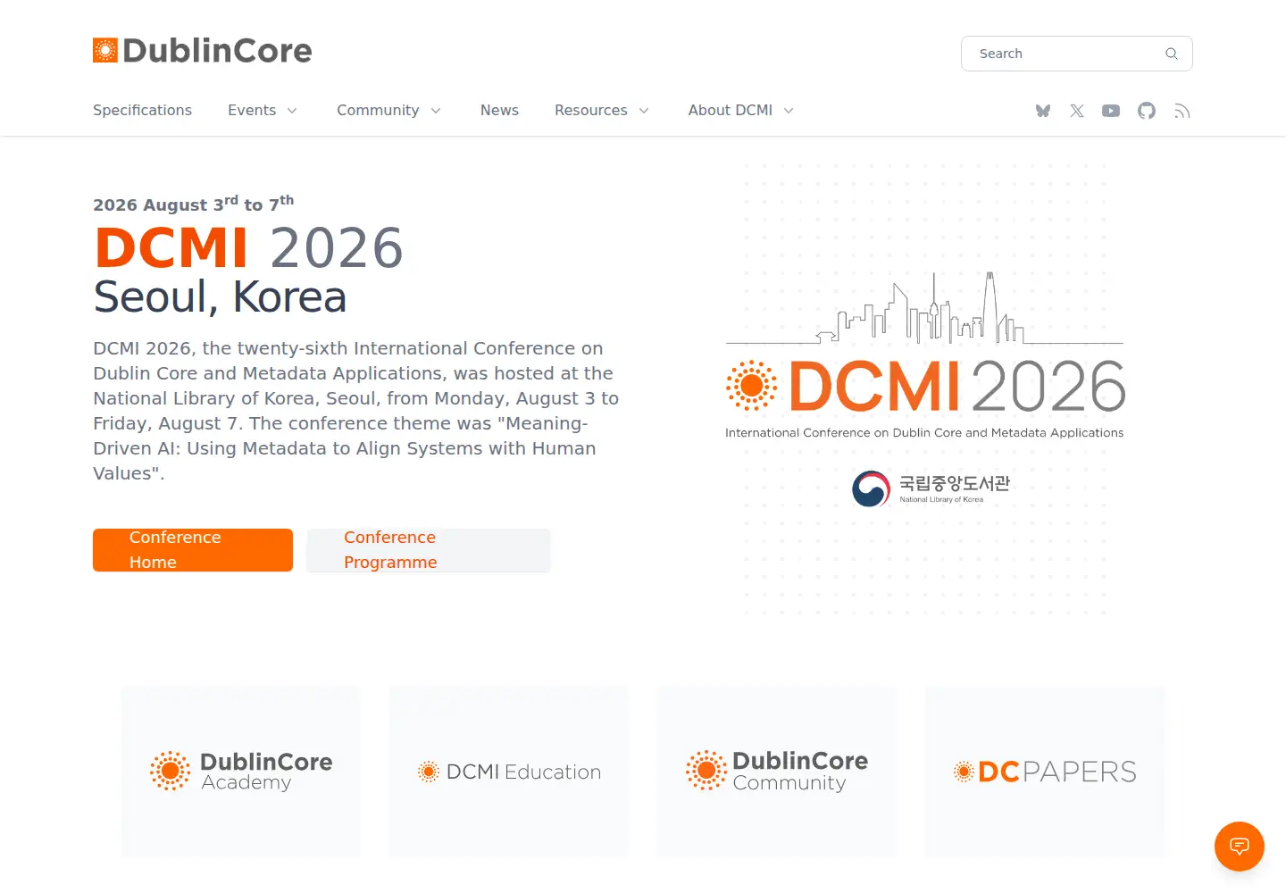 Screenshot of dublincore.org