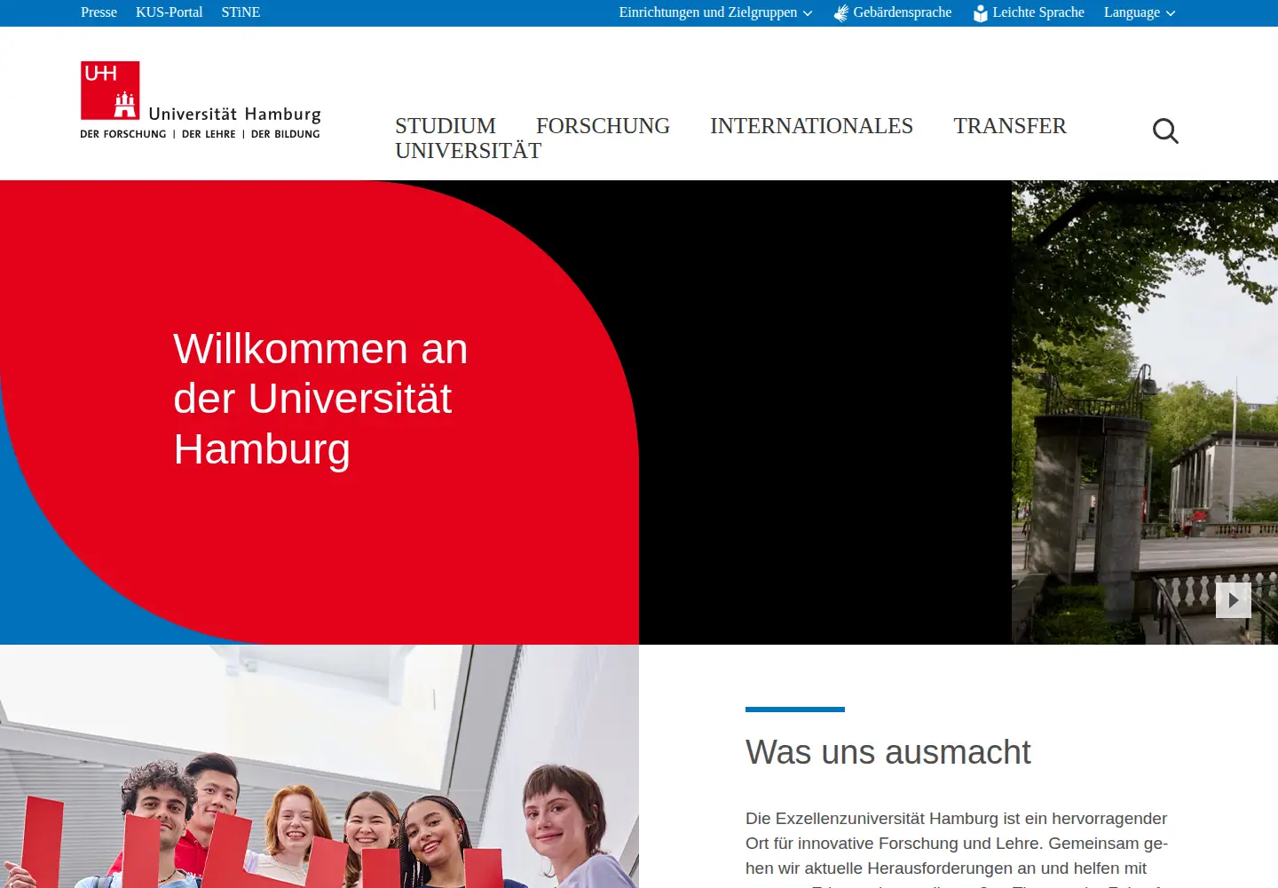 Screenshot of uni-hamburg.de