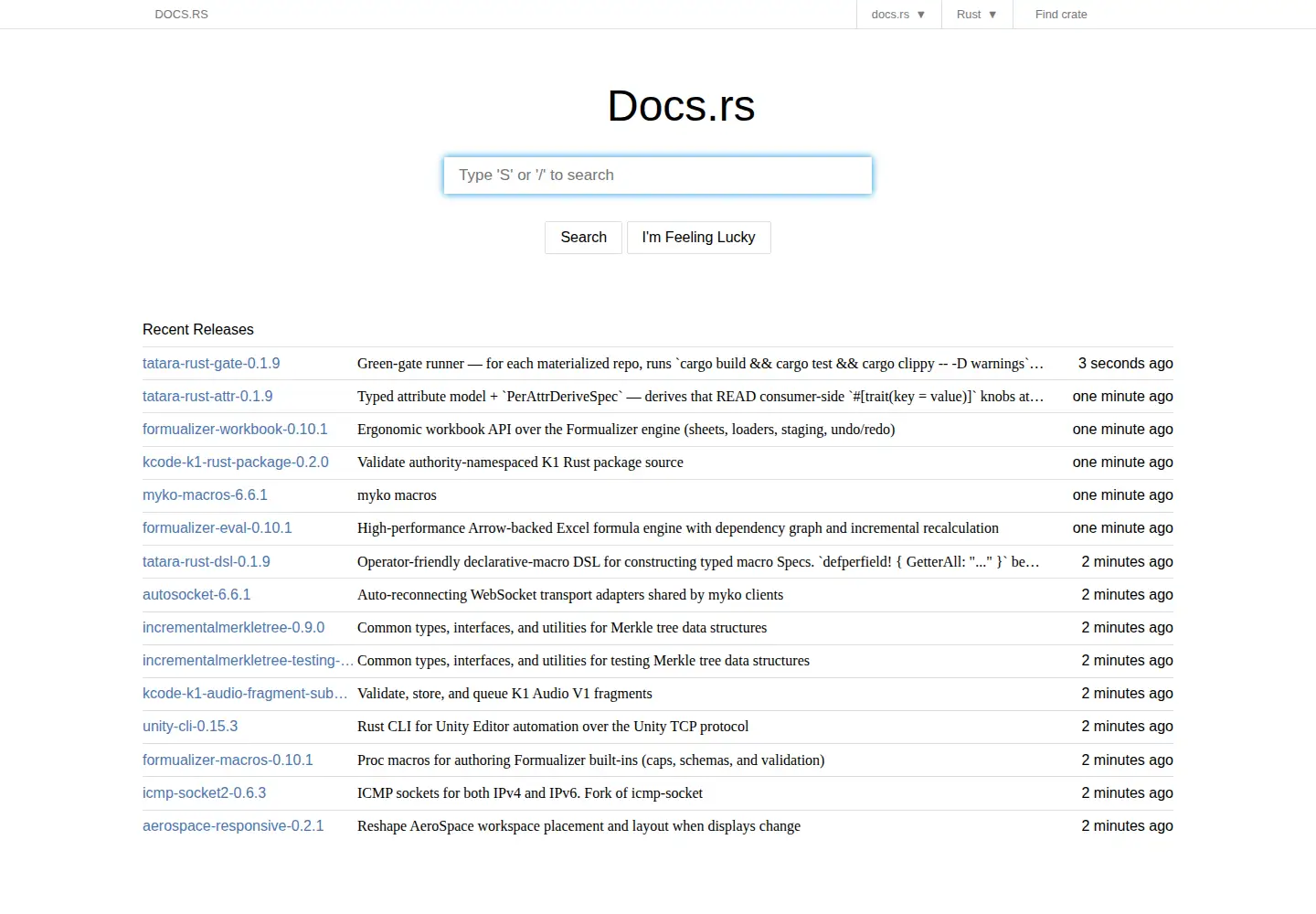 Screenshot of docs.rs