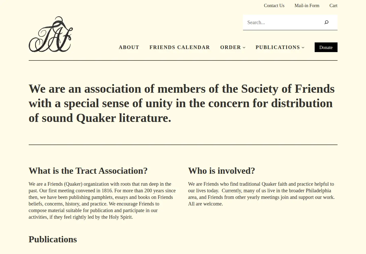 Screenshot of tractassociation.org