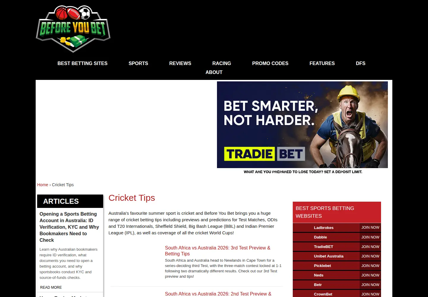 Screenshot of cricketnews.com.au