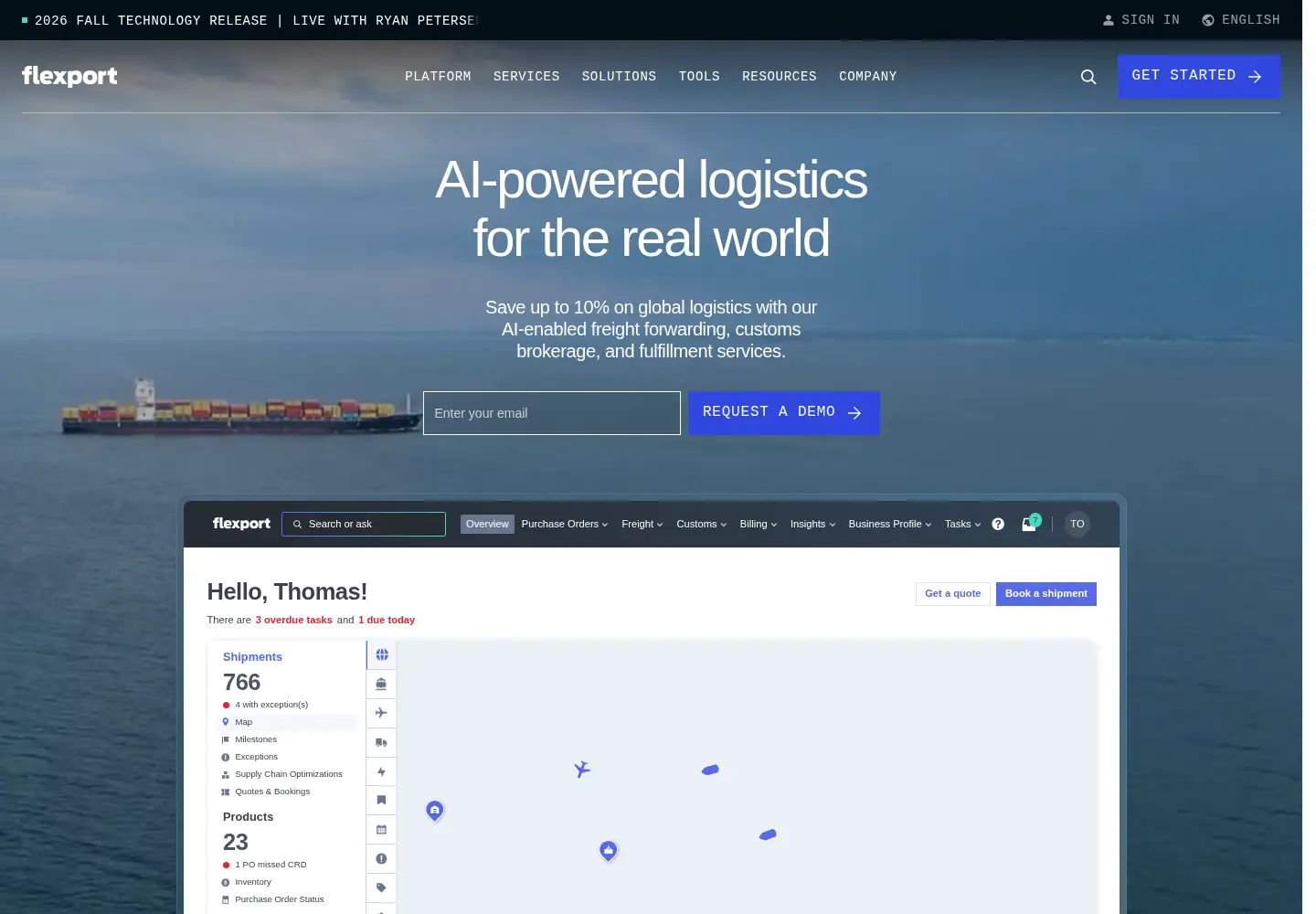 Screenshot of flexport.com