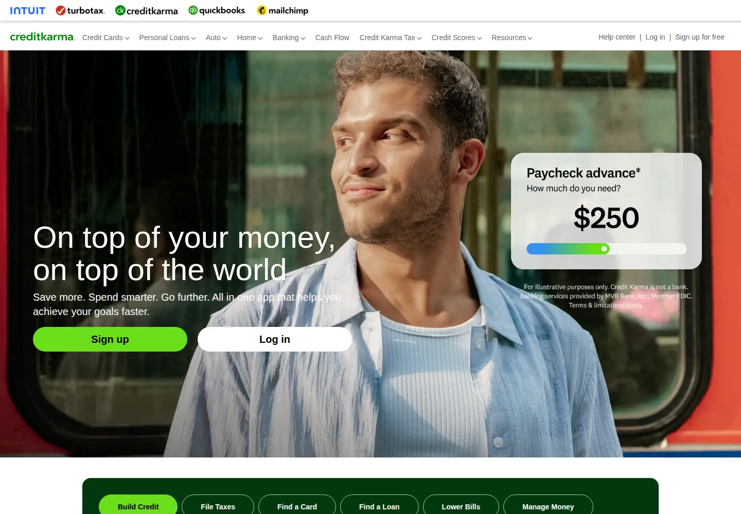 Captured homepage of creditkarma.com in the current scan