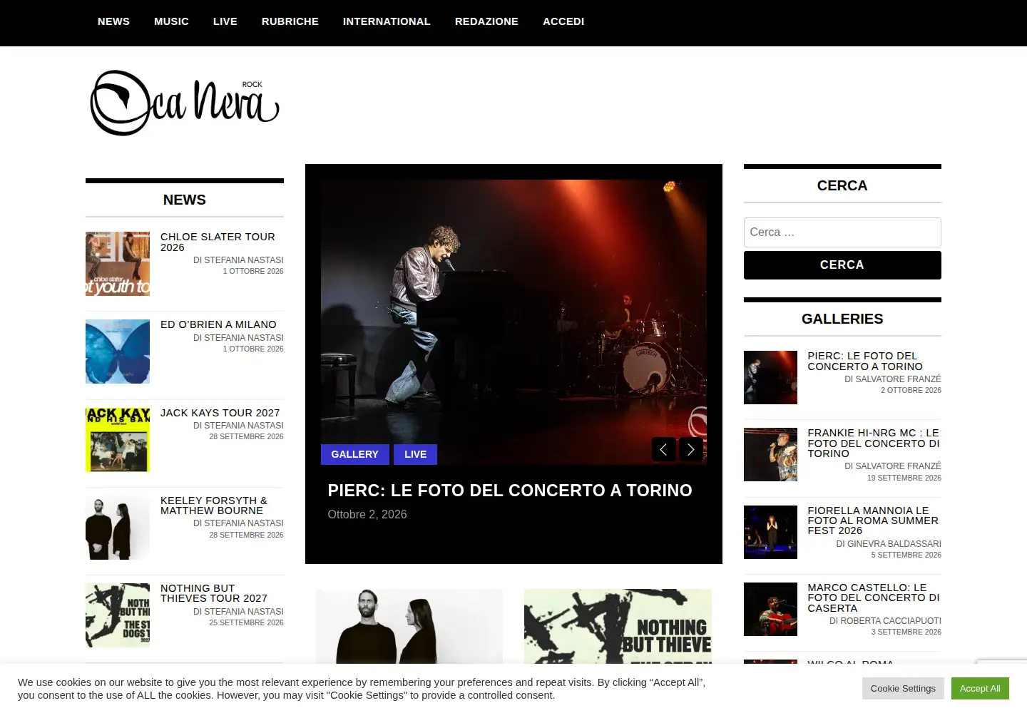 Captured homepage of ocanerarock.com in the current scan