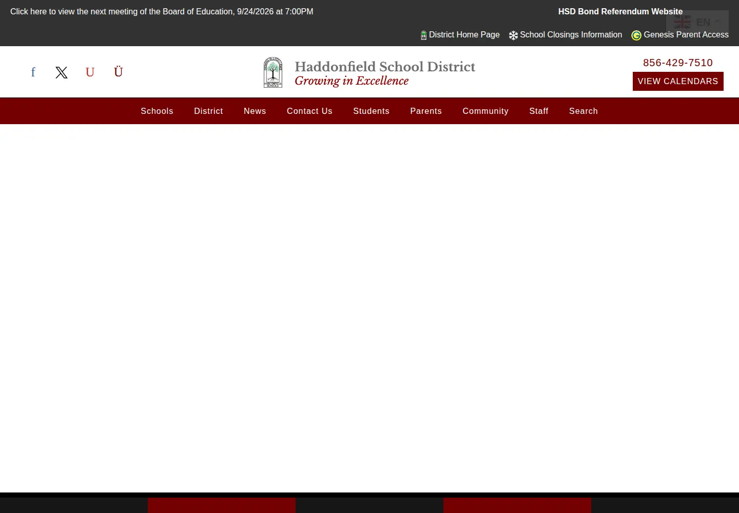 Screenshot of haddonfieldschools.org