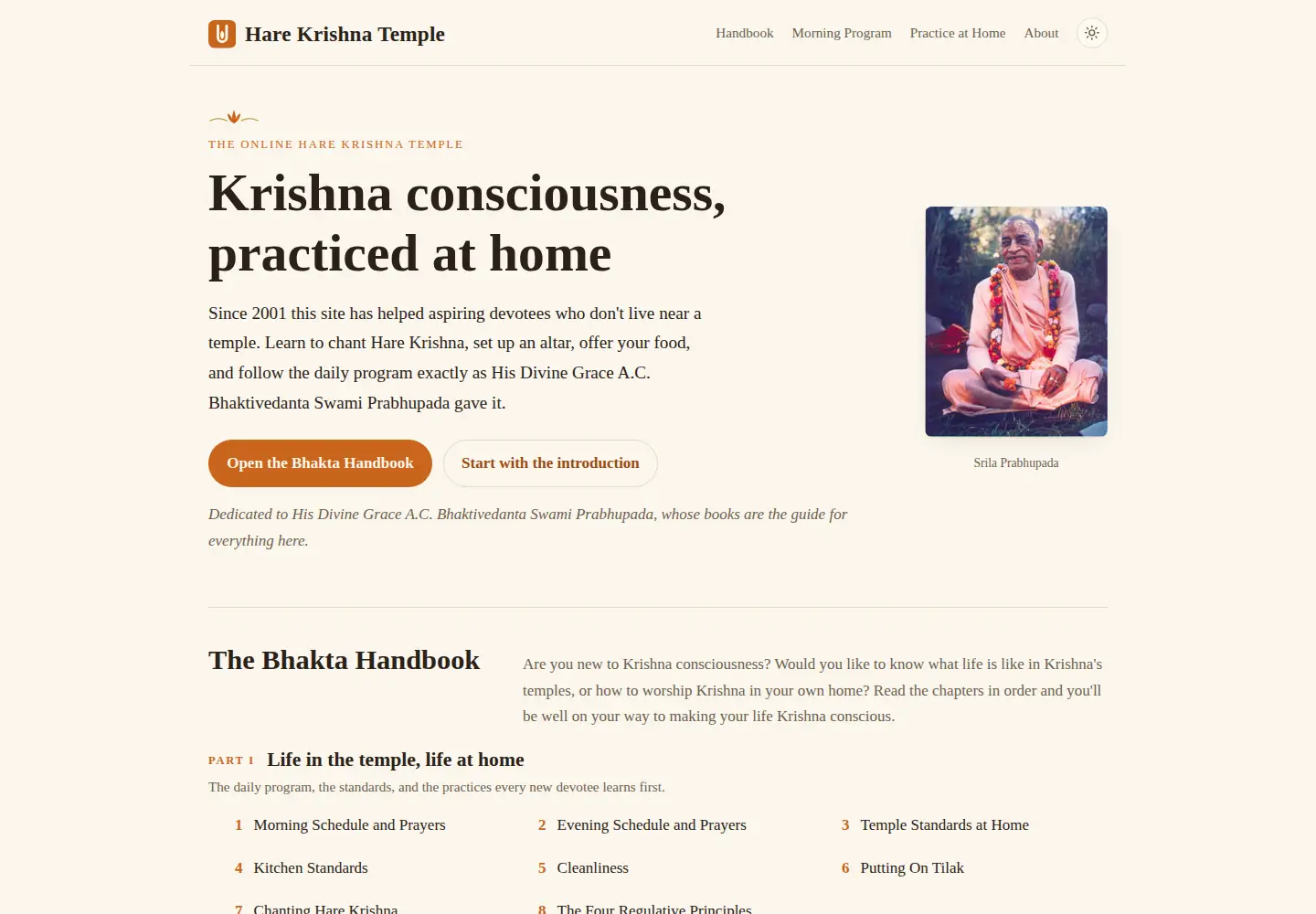 Screenshot of harekrishnatemple.com