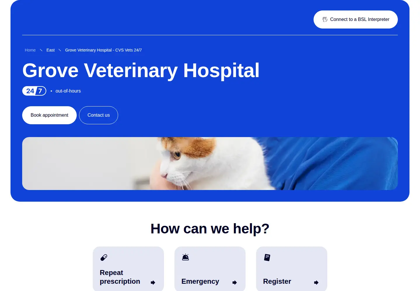 Screenshot of grove-vet.co.uk