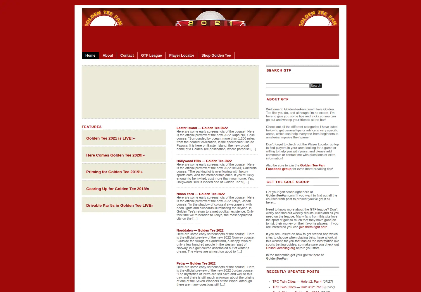 Screenshot of goldenteefan.com